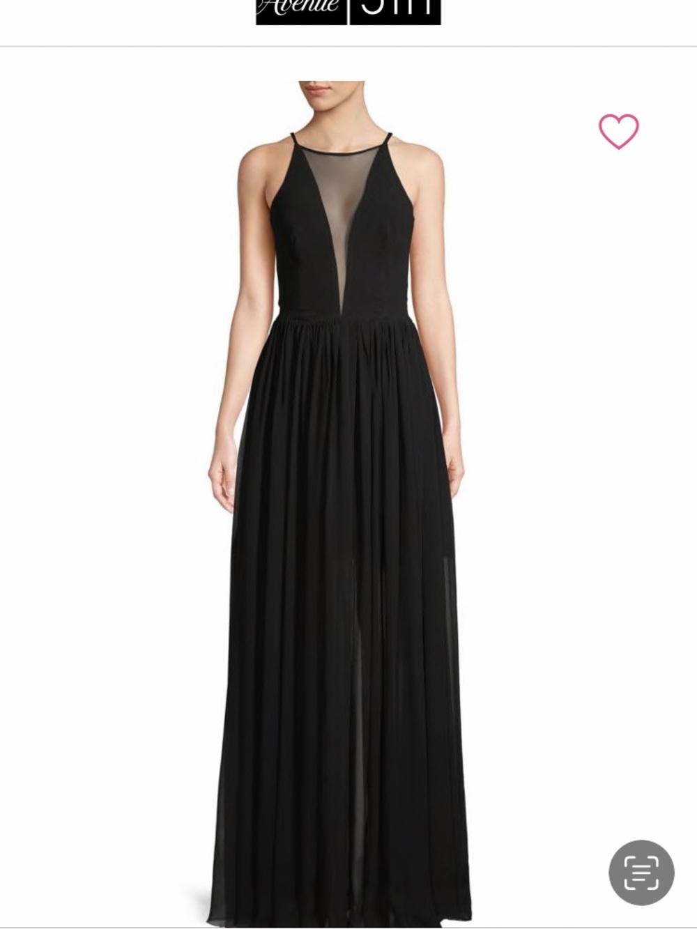 Saks Fifth Avenue Black Label Black Mesh Plunge Halter Maxi Dress